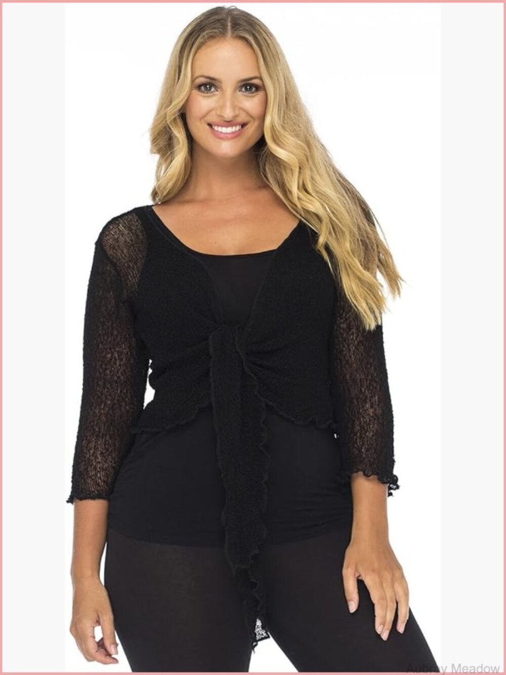 Plus Size Sheer Shrug Bolero Cardigan 3/4 Sleeve Lightweight Sweater Cover Up